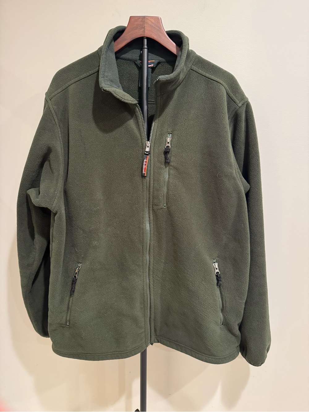 L.L.Bean Vintage Men's Fleece Jacket | Olive Green | Full Zip | Large Tall (LT)